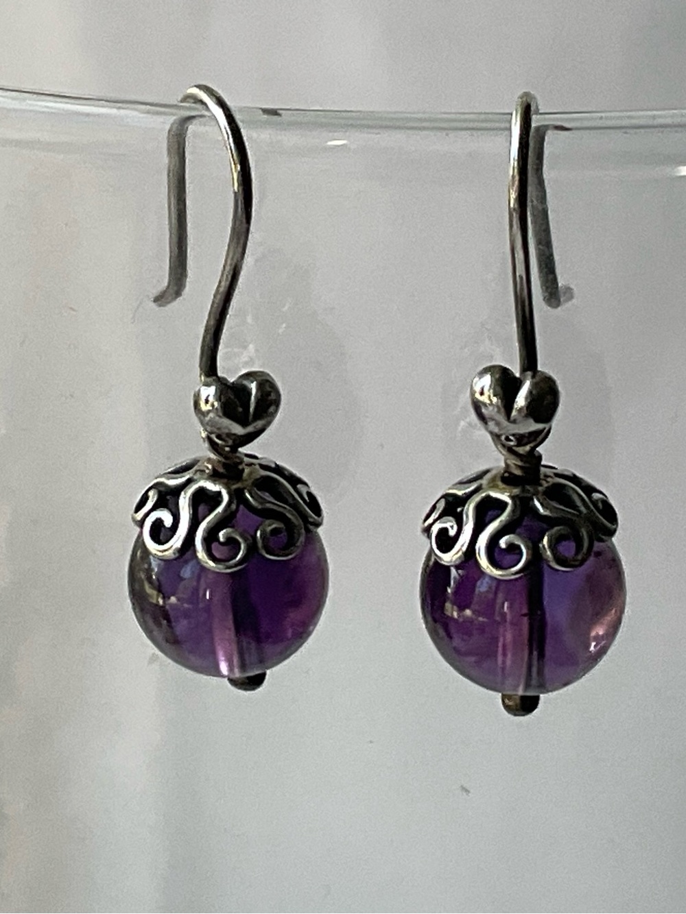 Pandora Sterling Silver Amethyst Bead Drop Earrings - Purple